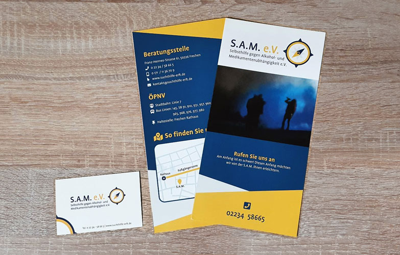 SAM Flyer und Visitenkarten